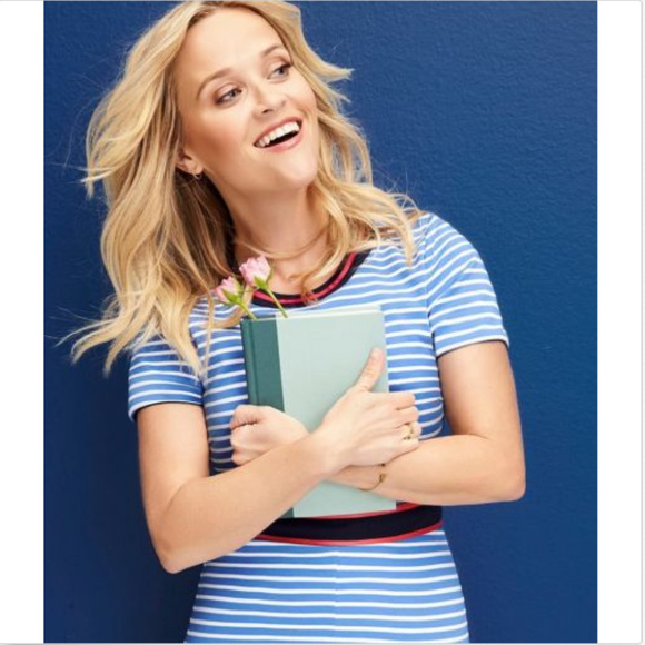 DRAPER JAMES PERSLEY PONTE KNIT BLUE STRIPED DRESS - Picture 2 of 7